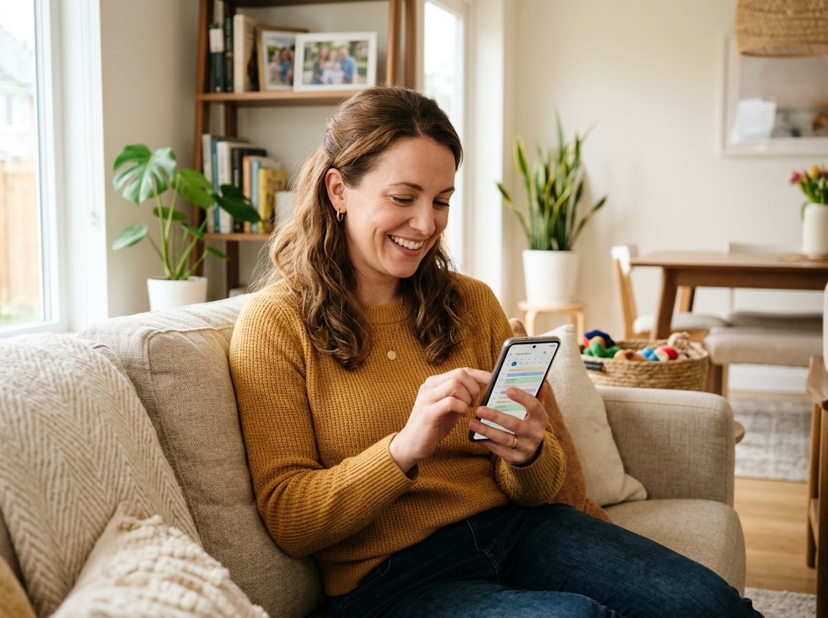 A parent organising a party RSVP on their phone